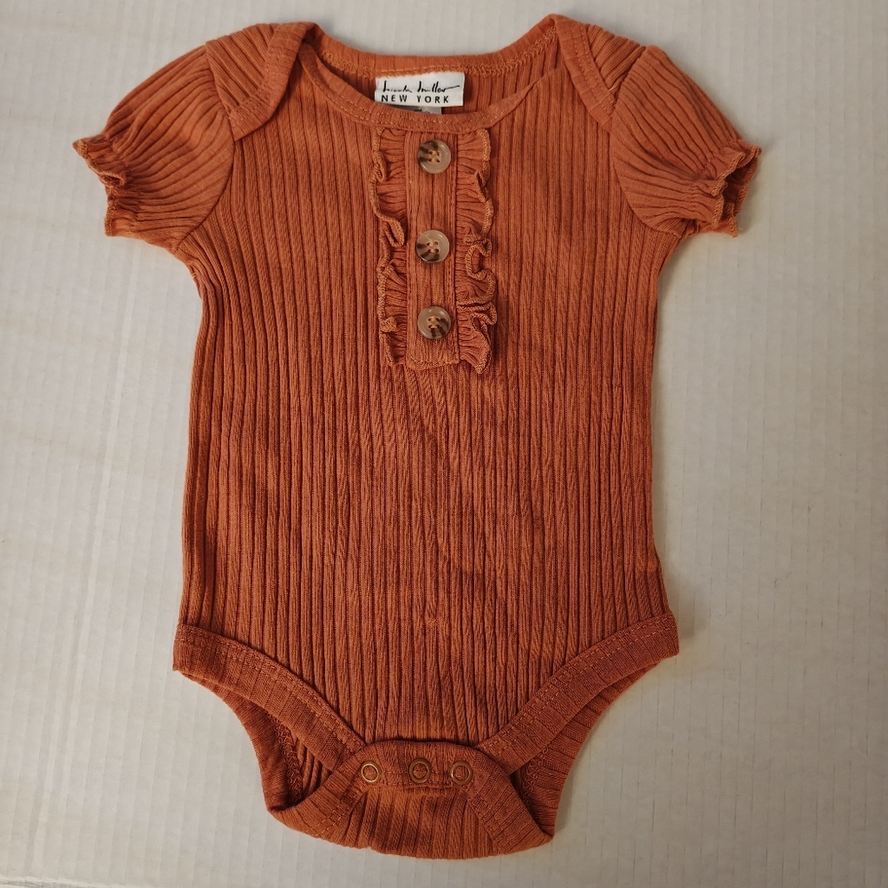 Orange Ribbed Baby Onesie